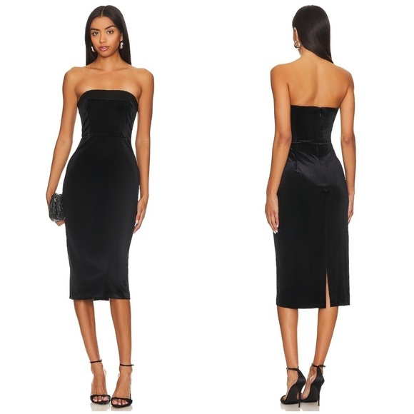 Amanda Uprichard Dresses & Skirts - New! Amanda Uprichard x Revolve Kerry Velvet Midi Dress in Black 🖤 Small
